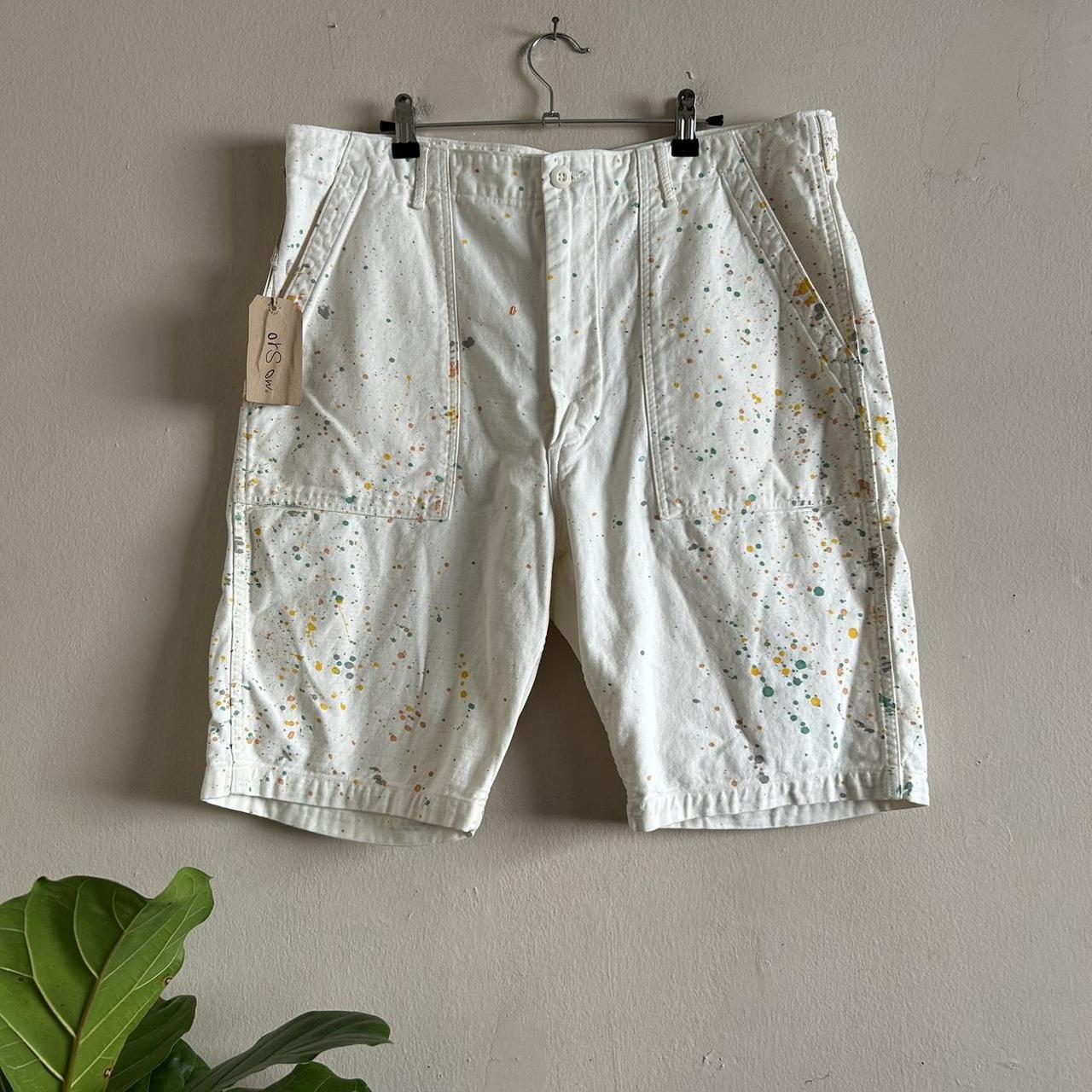 Fatigue Short in Ecru with Paint The Fatigue. Depop