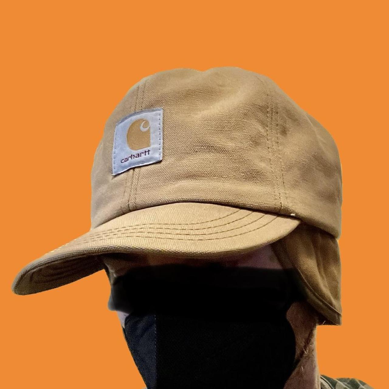 Vintage Carhartt Duck Trapper Tan Hat w/ Ear Flaps... Depop