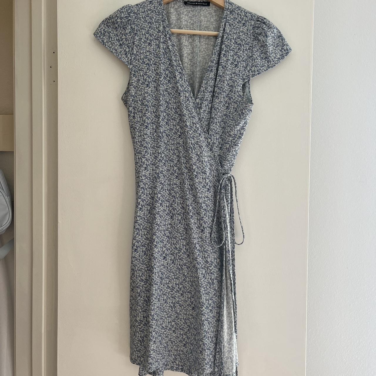 Blue floral dress Brandy Melville Robbie wrap dress - Depop