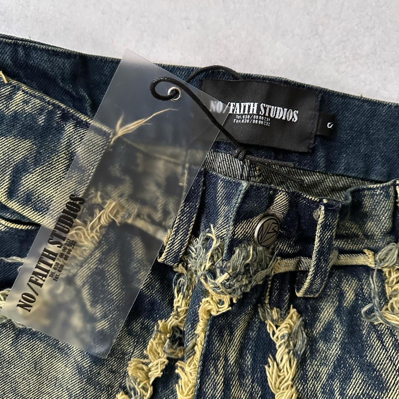 No Faith Studios Distressed Denim Flare Jeans New | Depop