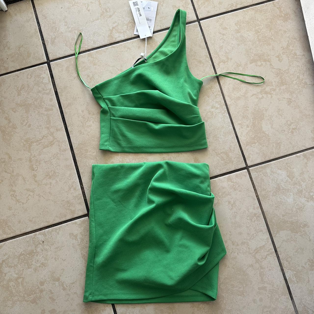 green two piece set zara both are size small,... Depop