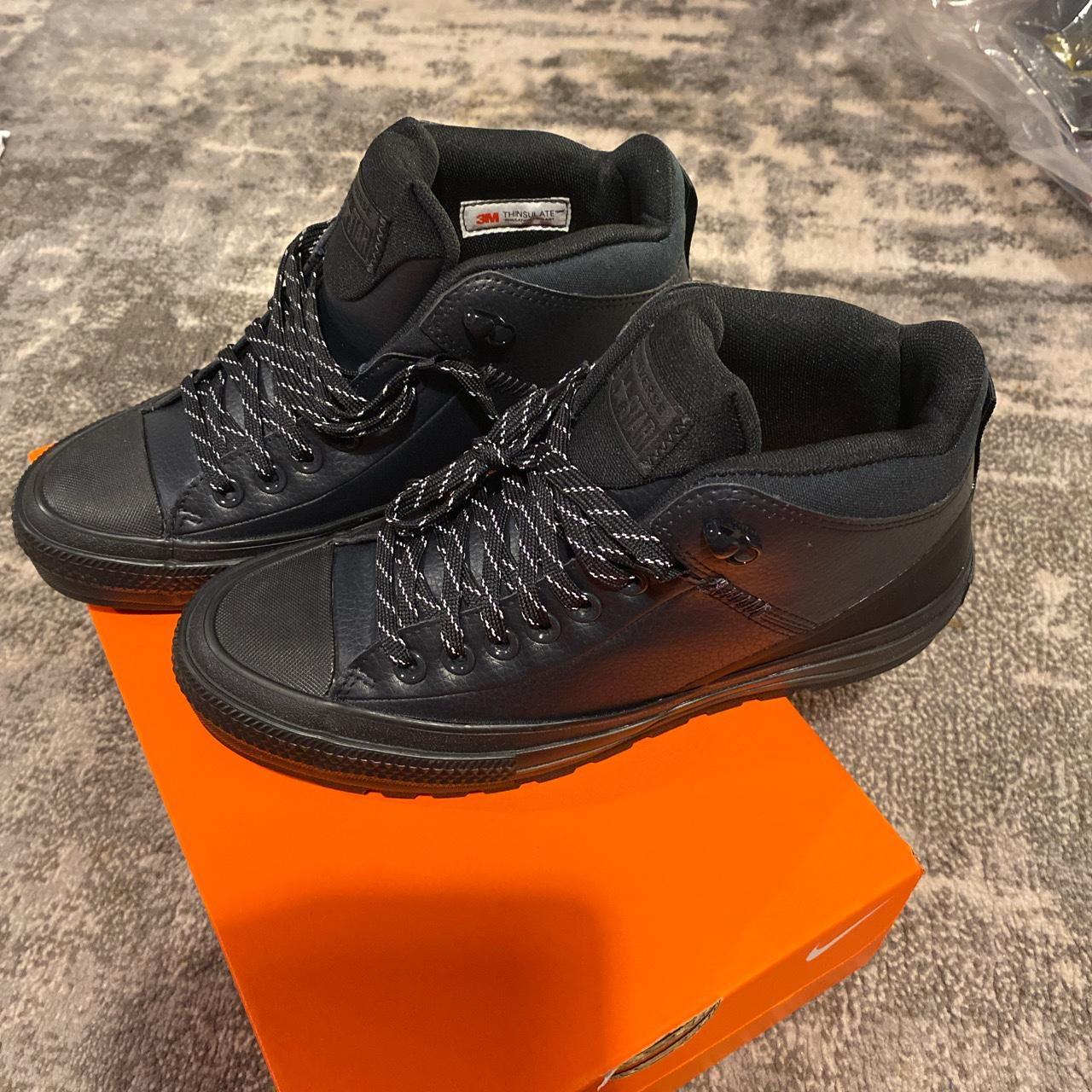 Converse Mid Top Faux Leather Street Boot Black Depop