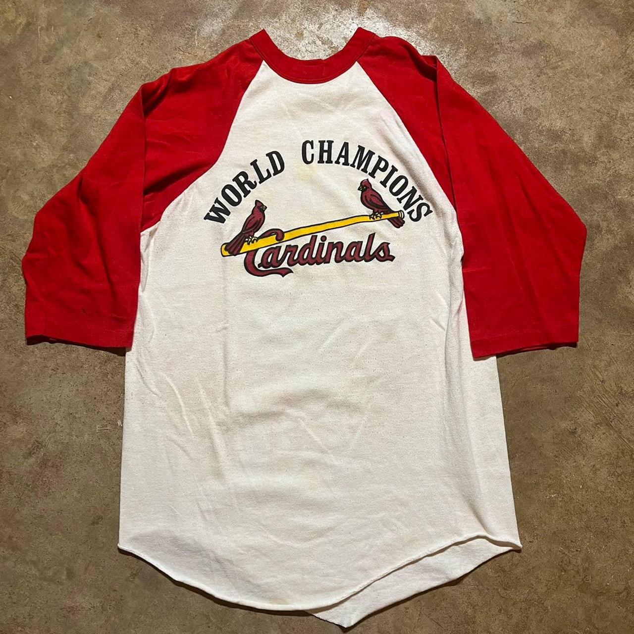 80s Vintage St. Louis Cardinals Raglan MLB Baseball - Depop