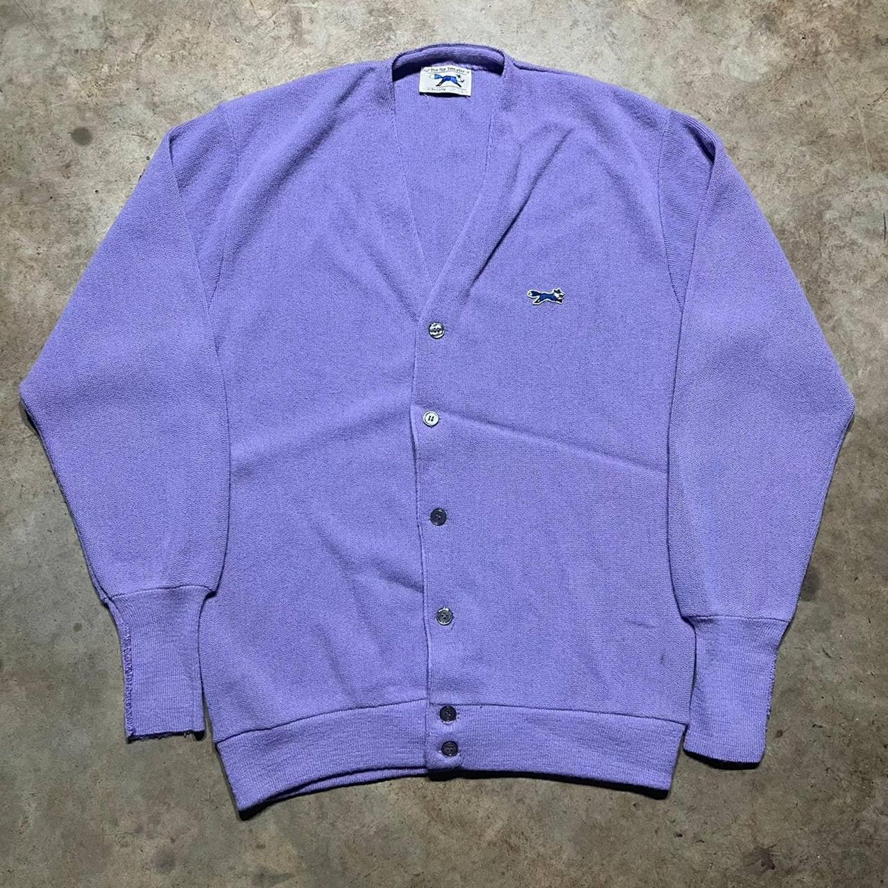 Vintage 80s JCPenney The Fox Sweater Purple... - Depop