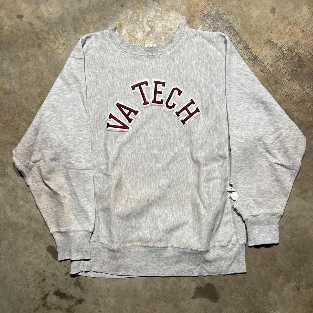 Vintage 80s Virginia Tech Grey Champion Reverse. Depop