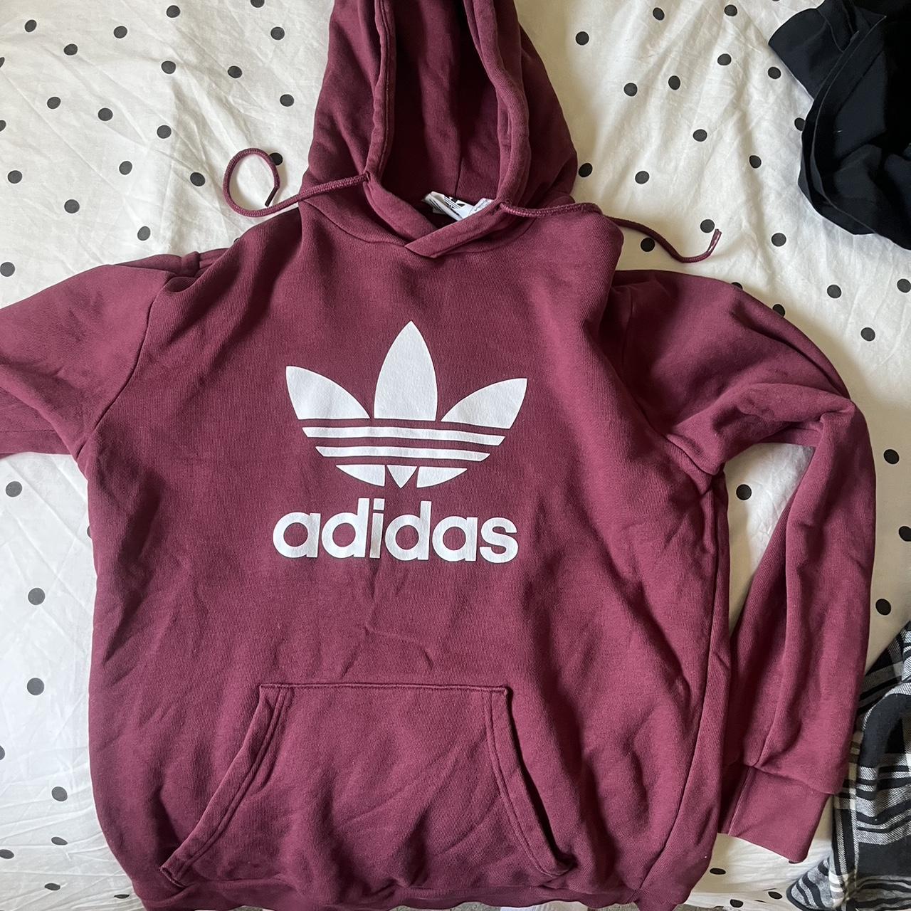 Red adidas jumper worn only once or twice in... - Depop