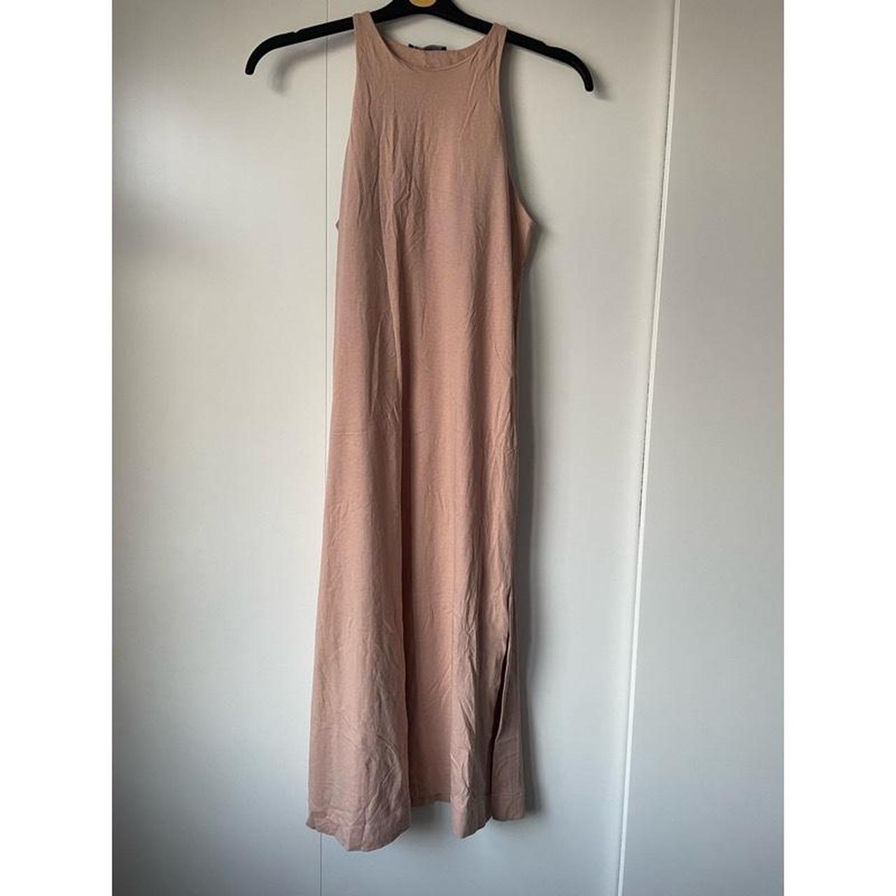 Zara beige/camel colour midi dress with racer style... - Depop