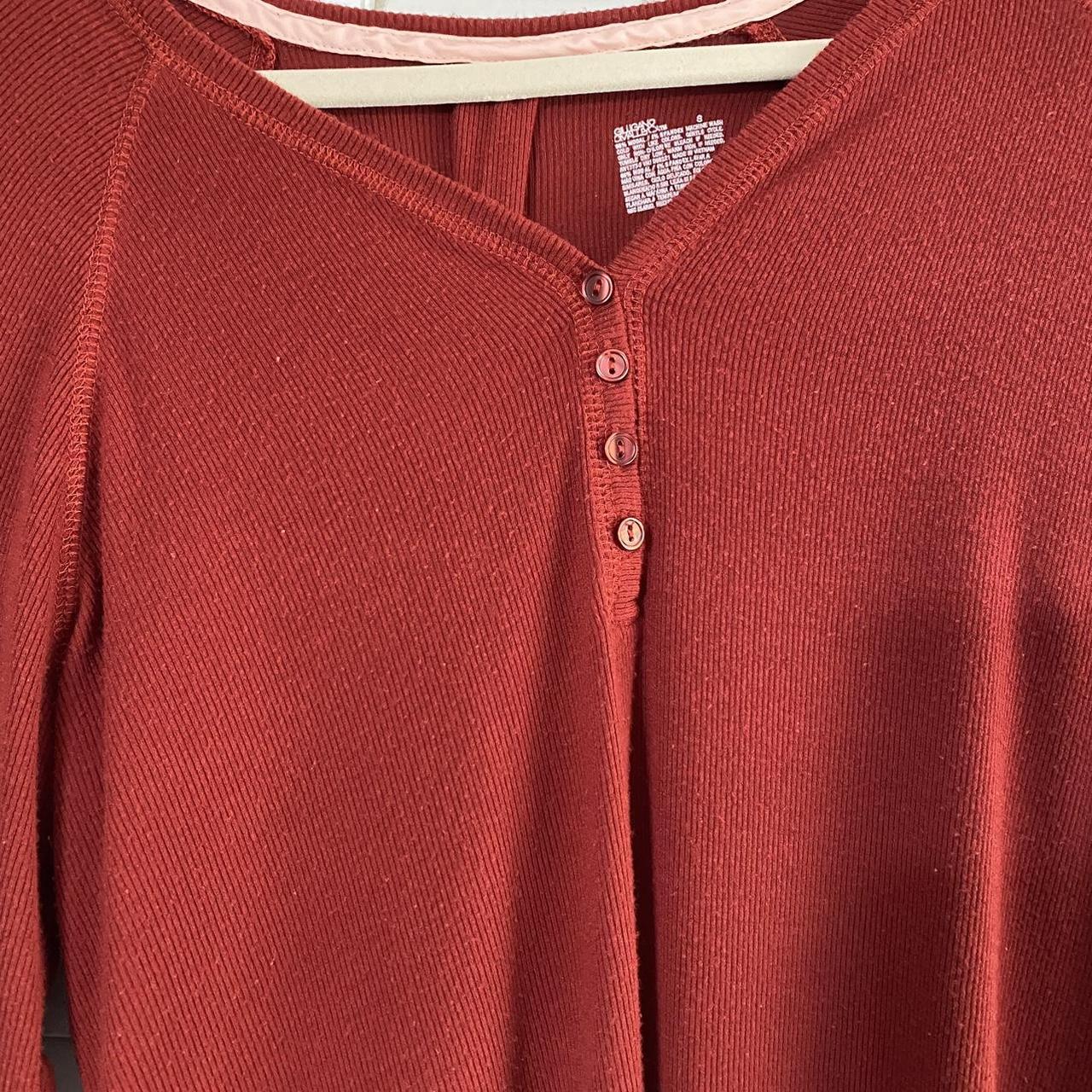 Red/Burgundy Henley shirt. Perfect for fall. Very... Depop