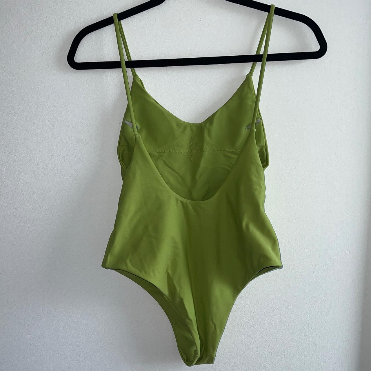 Green one-piece swimsuit cheeky fit; removable cups;... - Depop