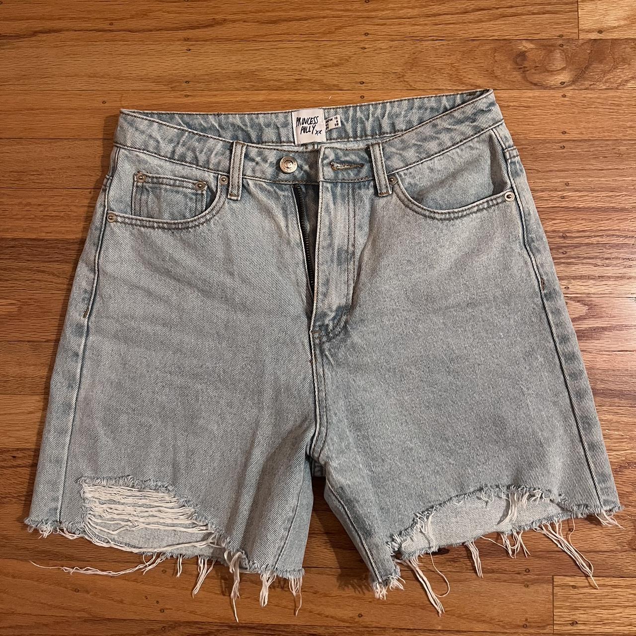 princess polly light wash denim shorts size 6 but... - Depop