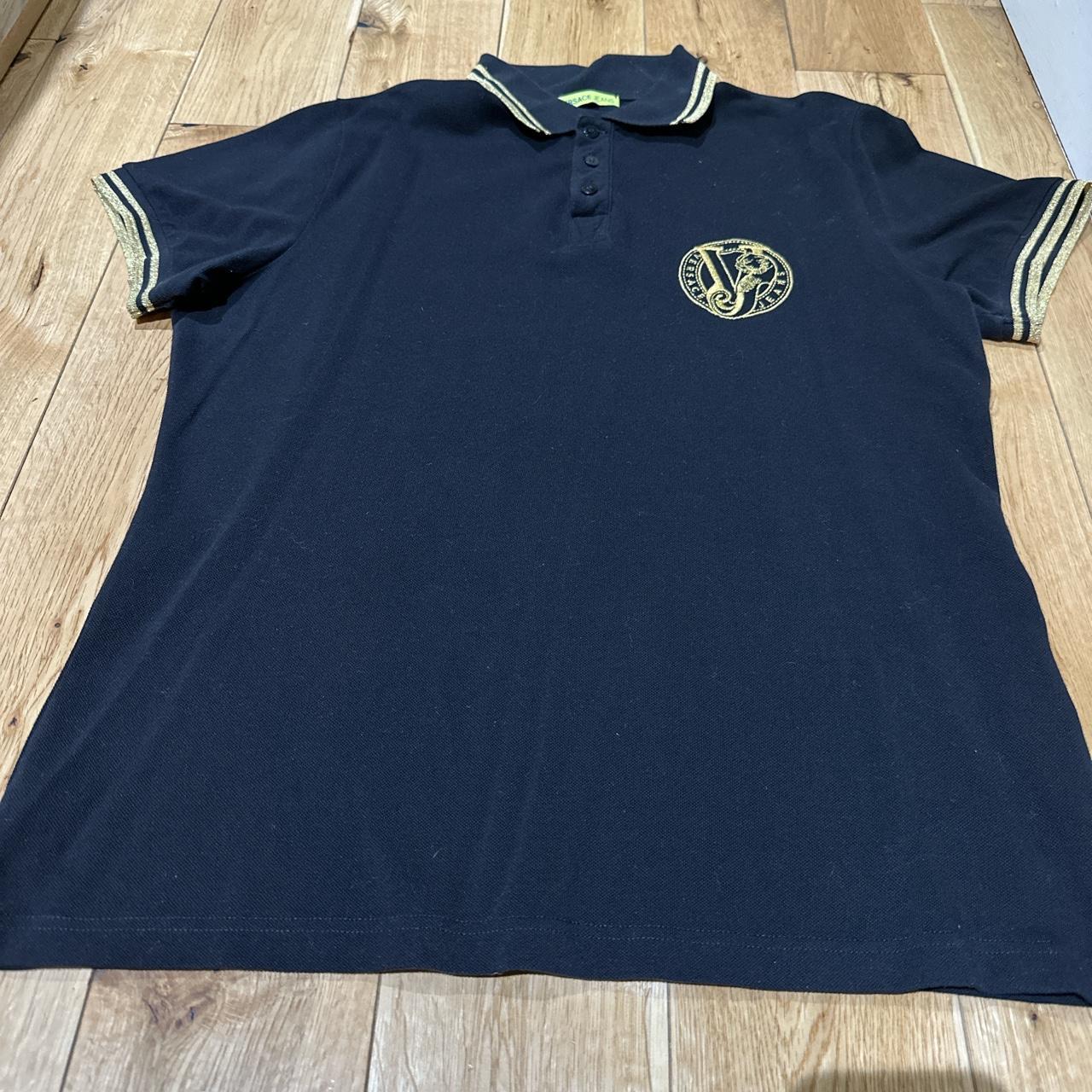 Versace Men's Black and Gold Polo-shirts | Depop