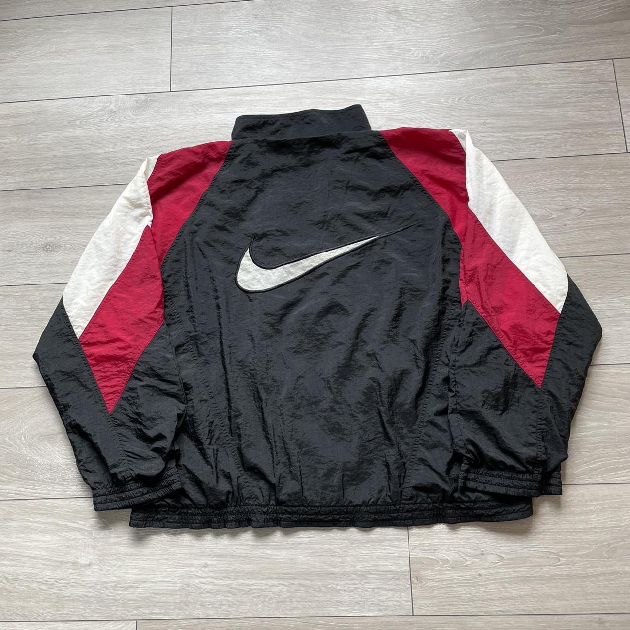 Rare 90s Black & Red Nike Swoosh Track Jacket Size... - Depop