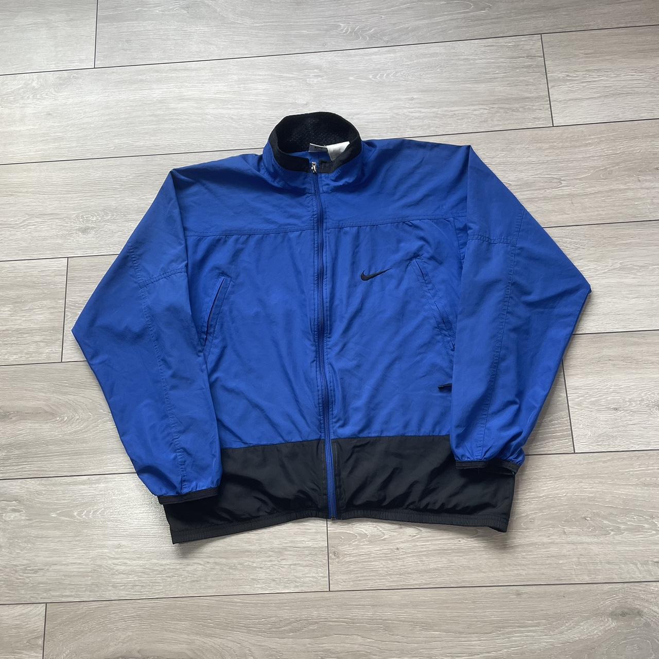 90s Black & Blue Nike Track Jacket Size Medium... - Depop