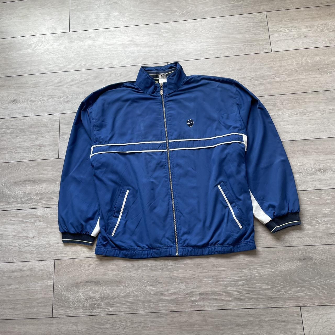 90s Blue Nike Swoosh Track Jacket Size Large... - Depop