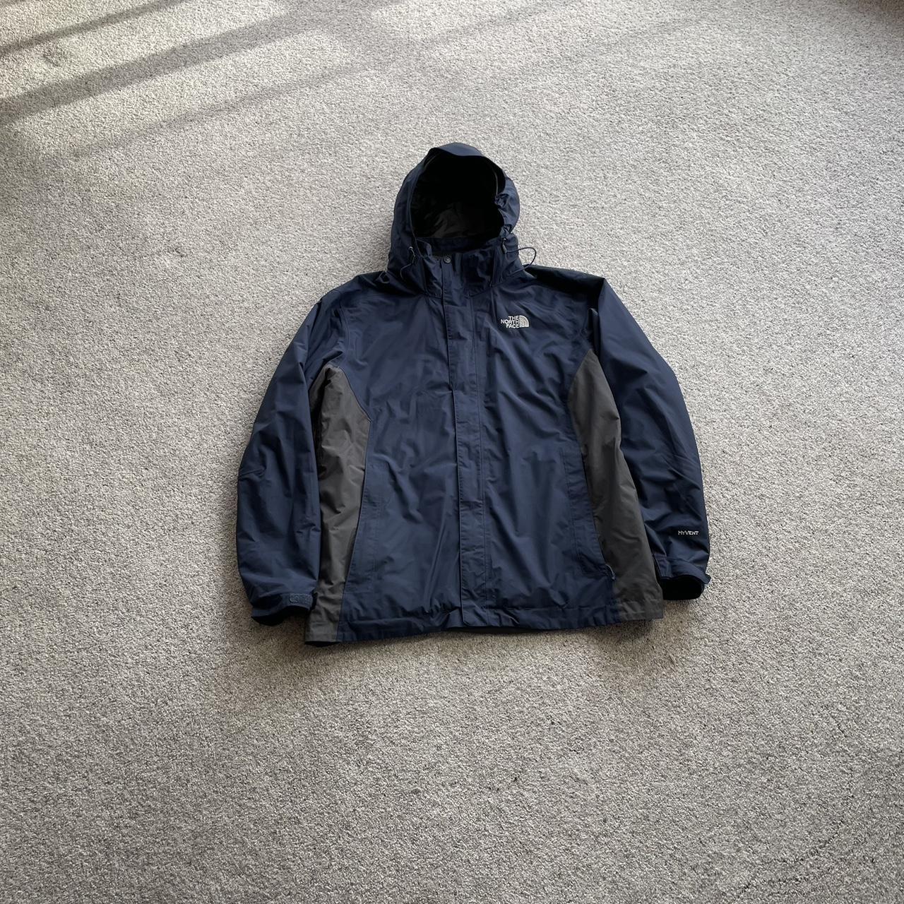 Two Tone Navy & Grey The North Face 3 in 1 Hyvent... - Depop