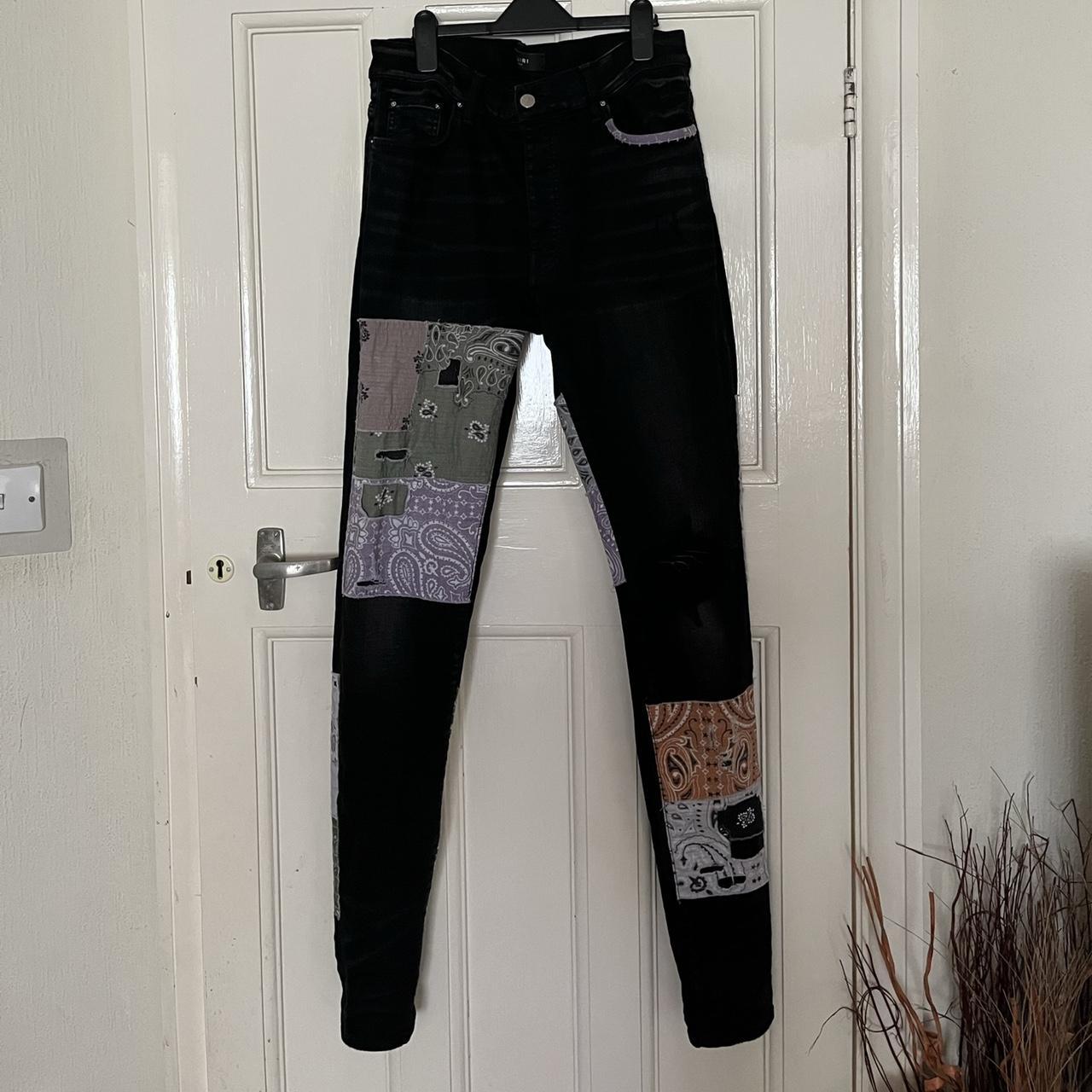 Amiri distressed patchwork skinny jeans (W34),