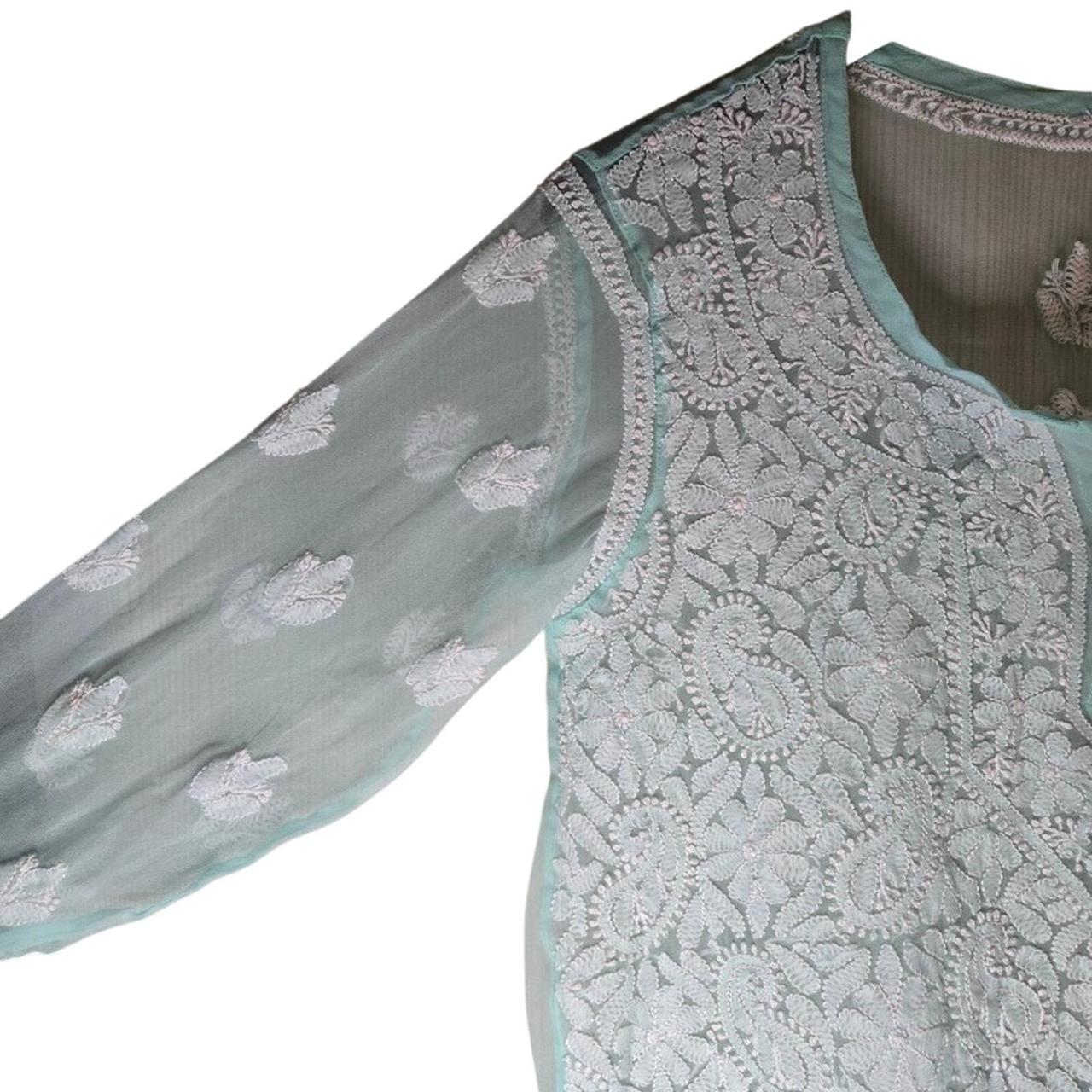 Source Unknown Women's Blouse - Green/White - L –… - image 4