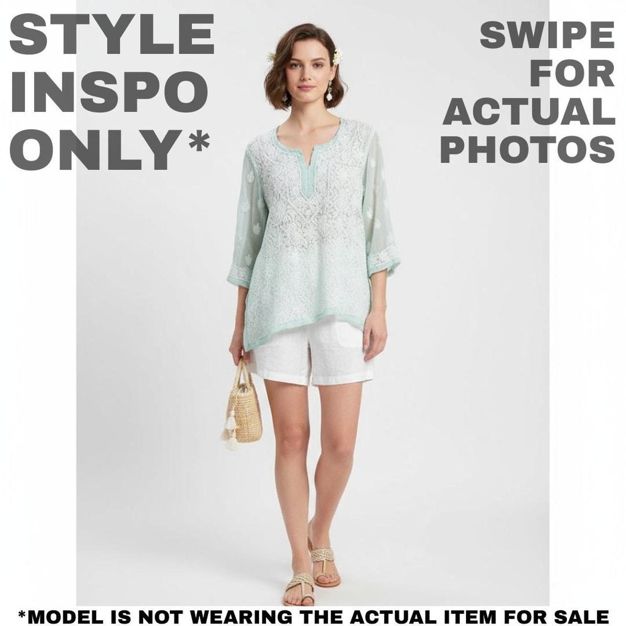 Source Unknown Women's Blouse - Green/White - L –… - image 2