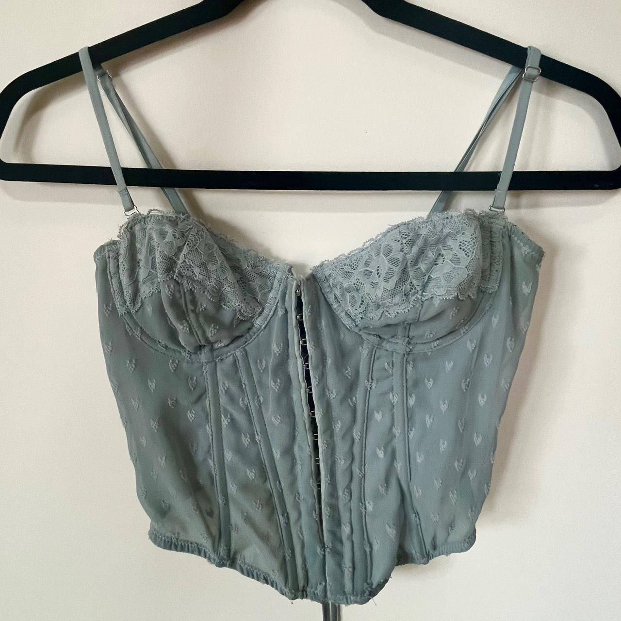 light blue corset top - urban outfitters with small... - Depop