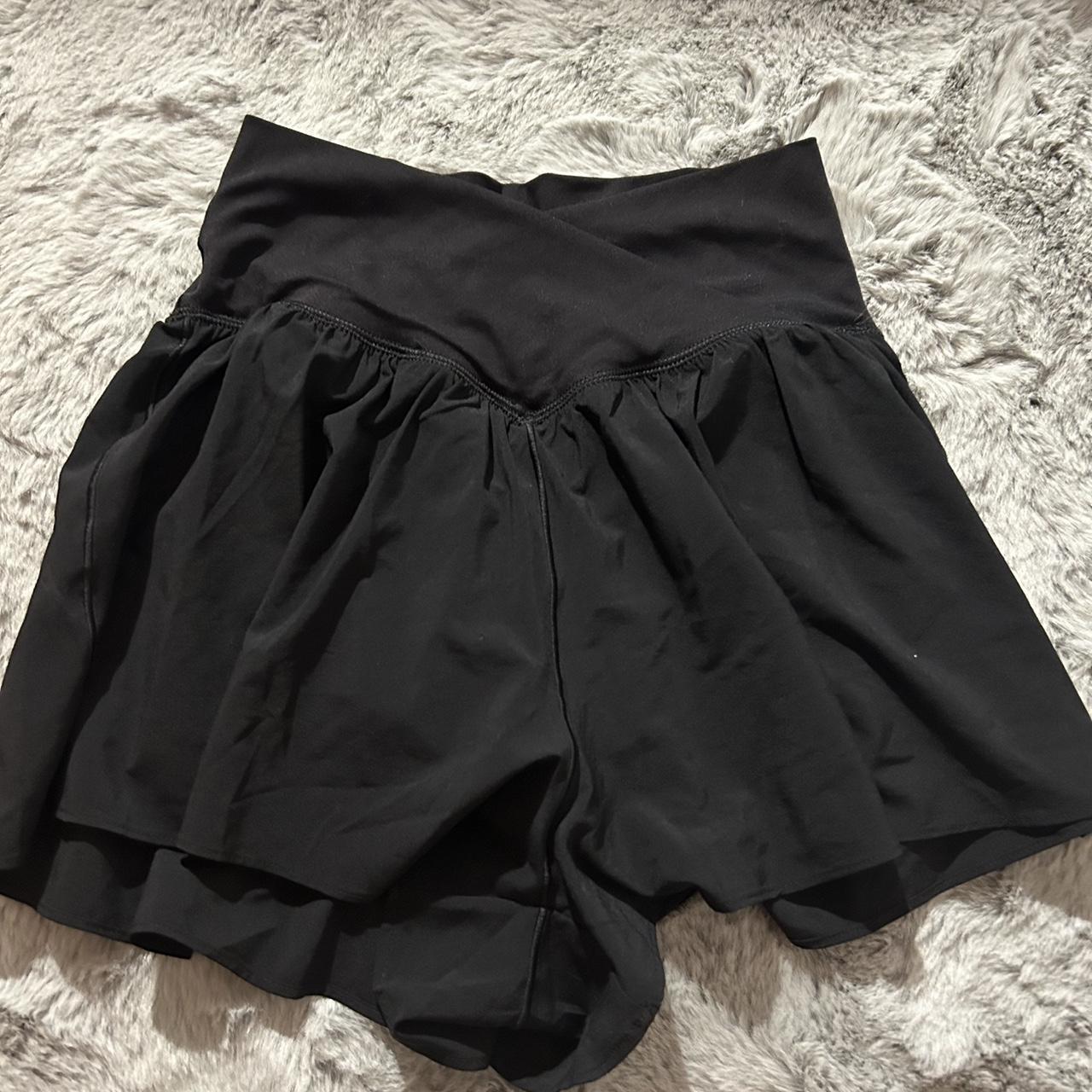 black aerie crossover flowy shorts - small - Depop