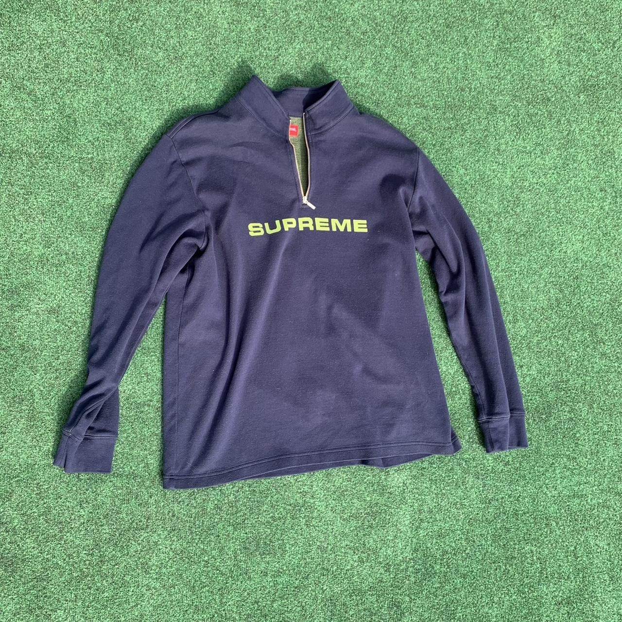 Rare Navy Supreme Quarter Zip ‼️MEASURES size:... - Depop