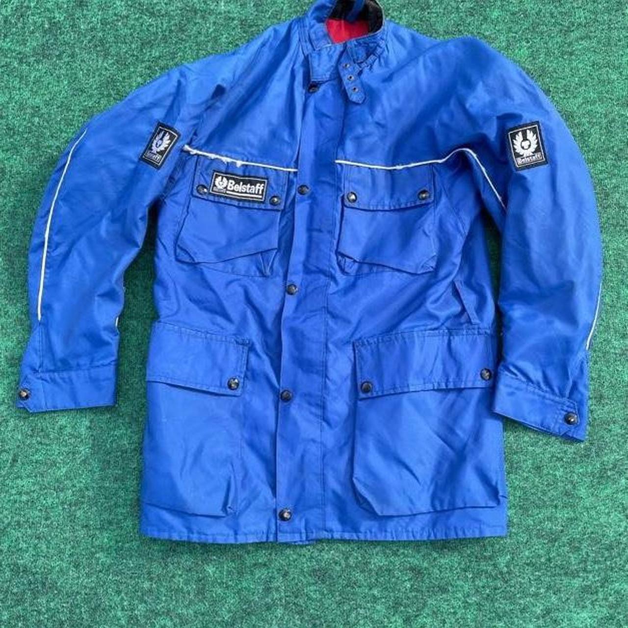 Vintage Belstaff blue motorcycle jacket Made in... - Depop