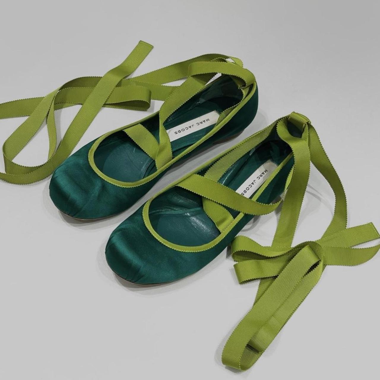 Miu Miu Women's Green Balletshoes Depop