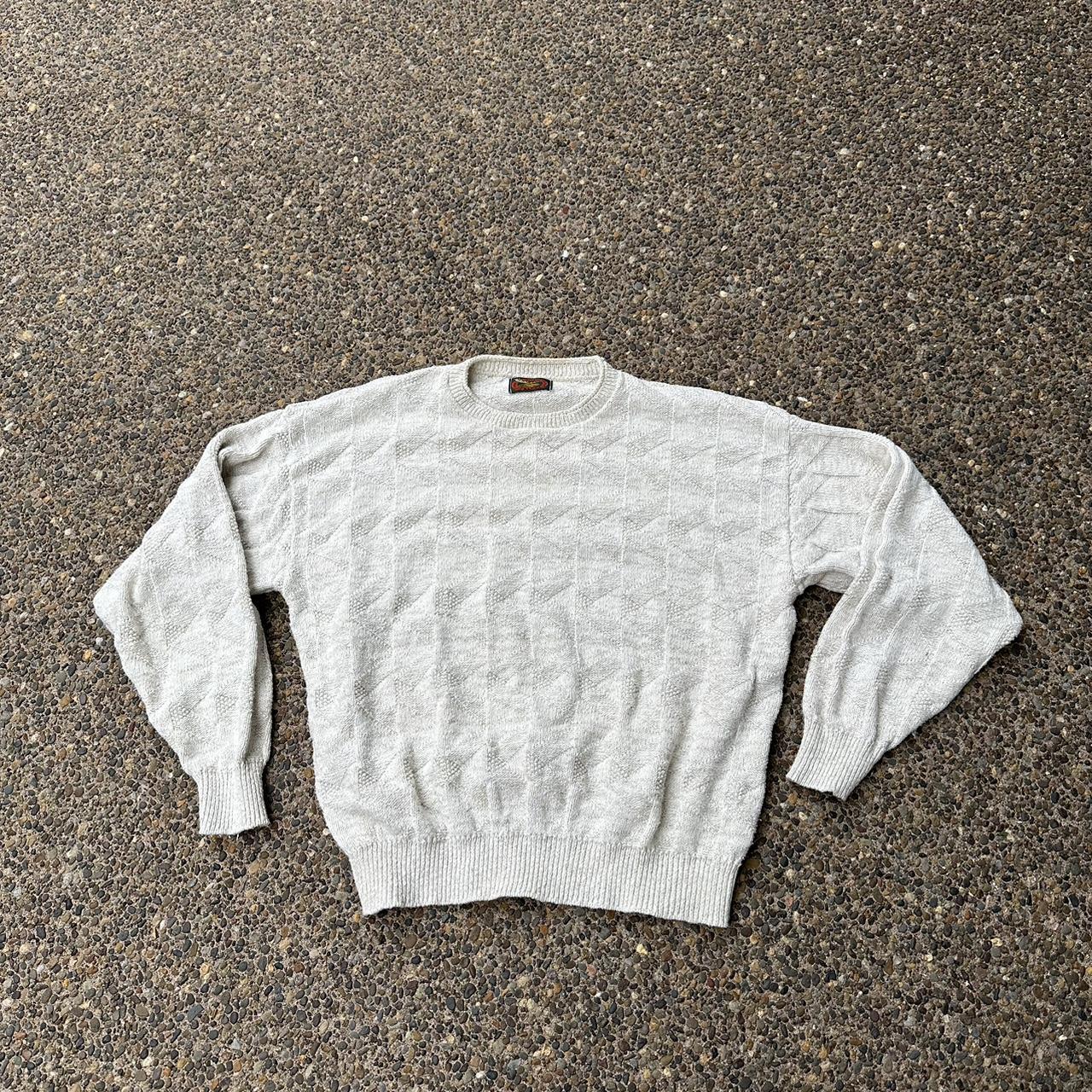 Vintage Cream Grandpa Sweater 💿 Size L Amazing... - Depop