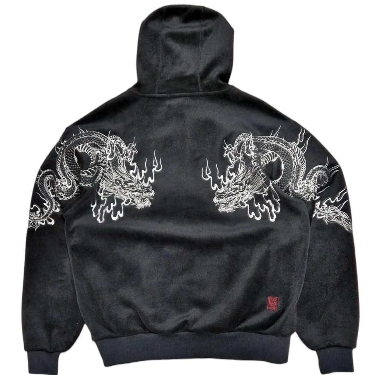 Karakuri double arm embroidered dragon hoodie 24"... Depop