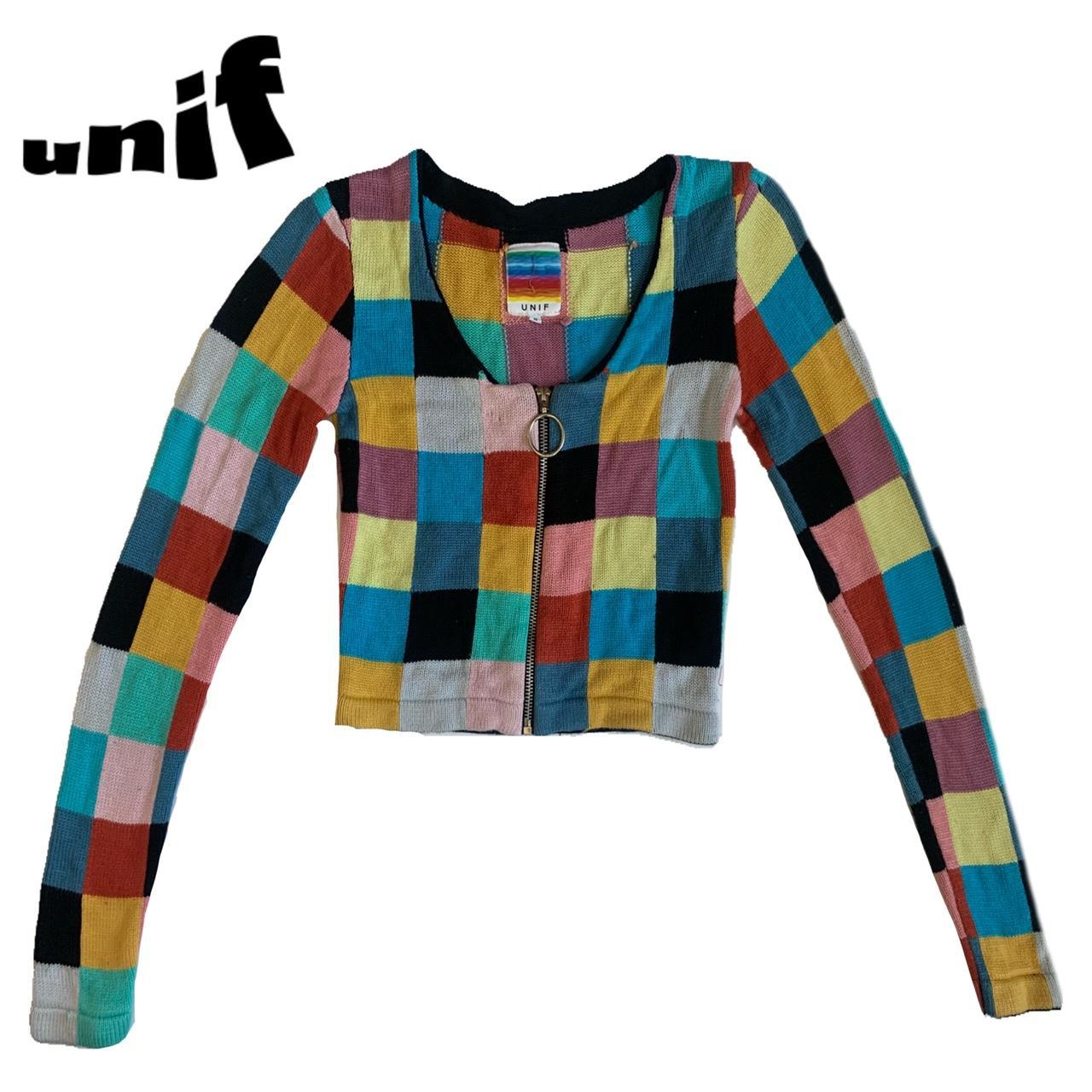 UNIF CLAIRE COLORBLOCK CARDIGAN TOP true rare... - Depop