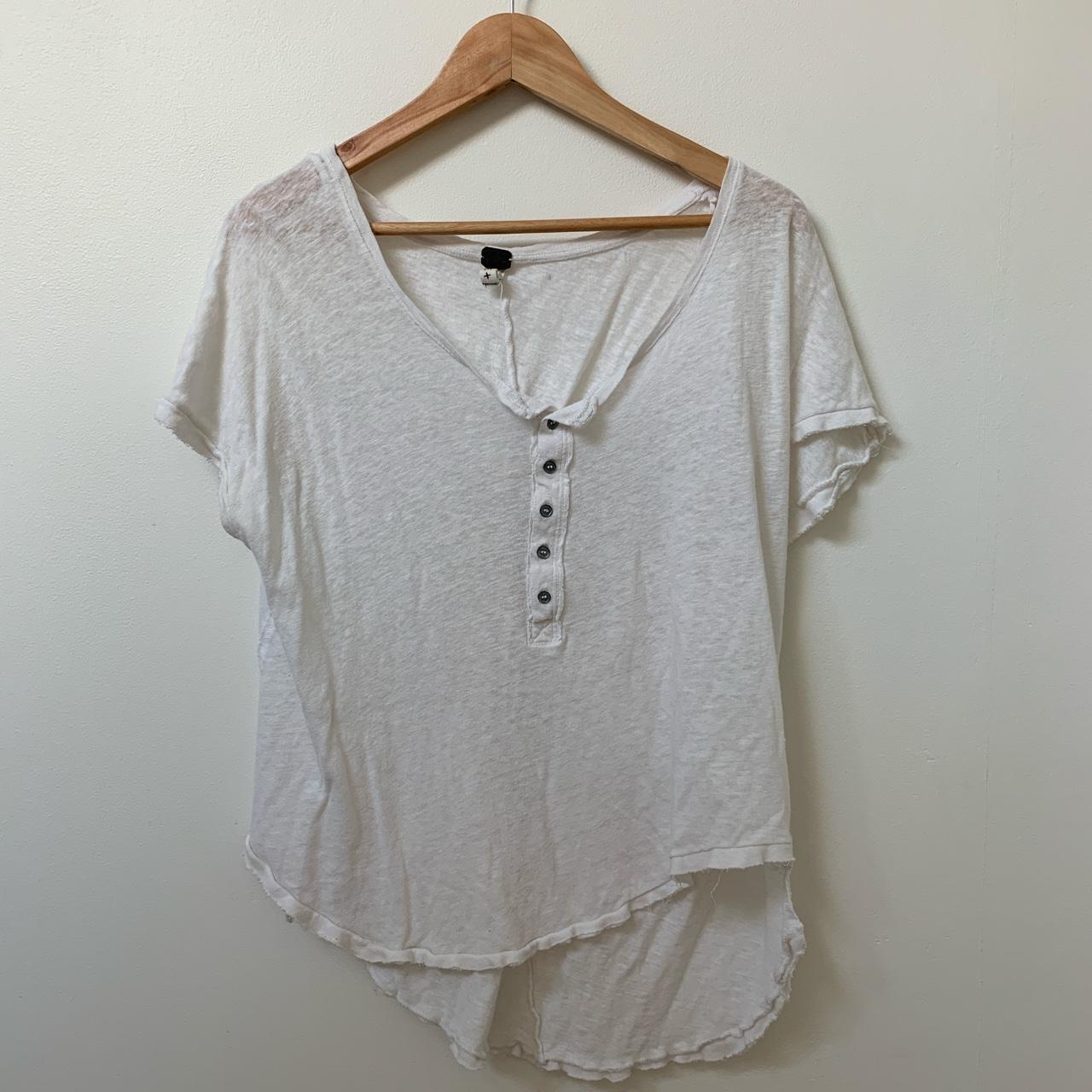 White High Low Short Sleeve Top #Freepeople - Depop
