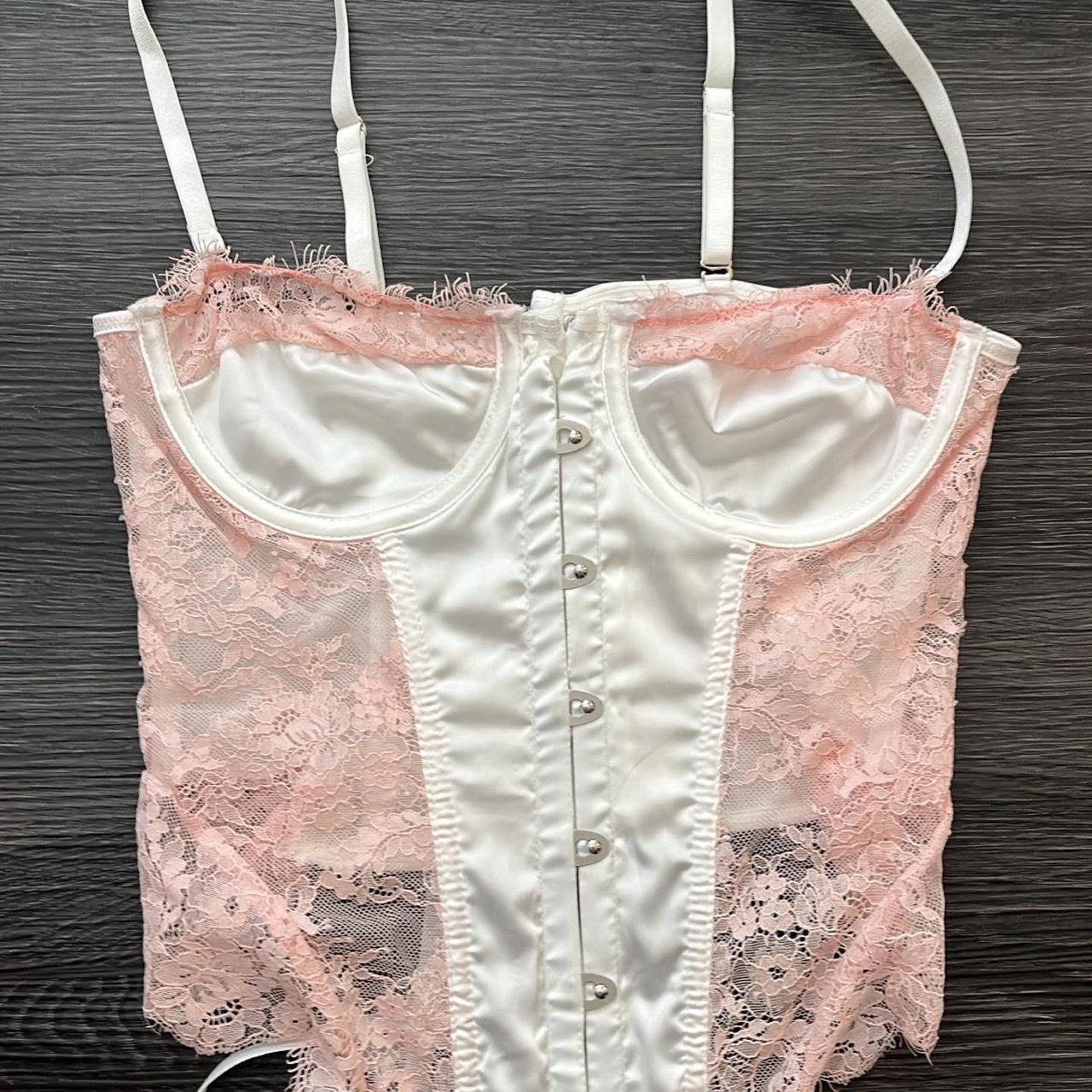 White & Pink Lace Corset Top #cute #slay #goingouttop - Depop