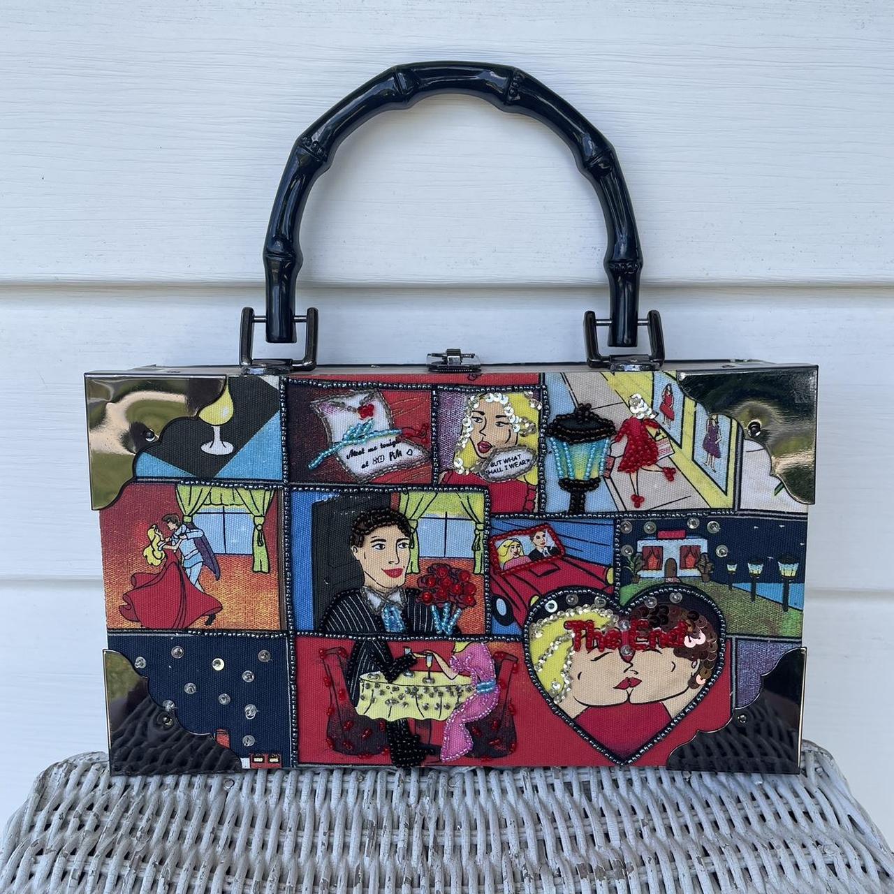 Y2k Beaded Embroidered Comic Strip Cigar Box... - Depop