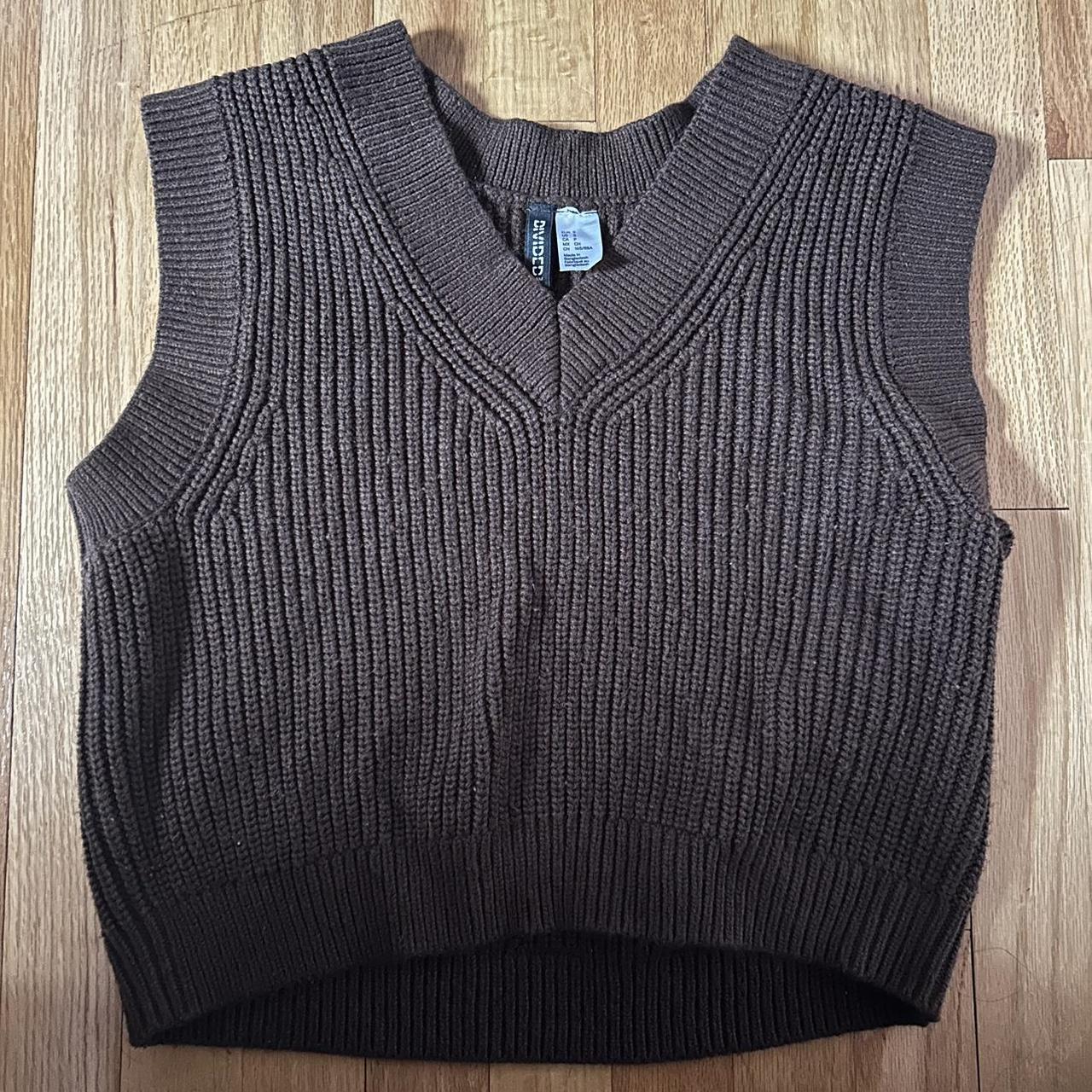 H&M dark brown sweater vest worn a few times, no... Depop
