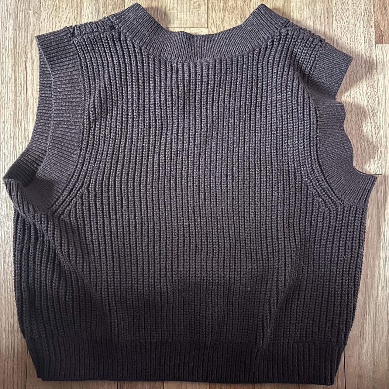 H&M dark brown sweater vest worn a few times, no... Depop