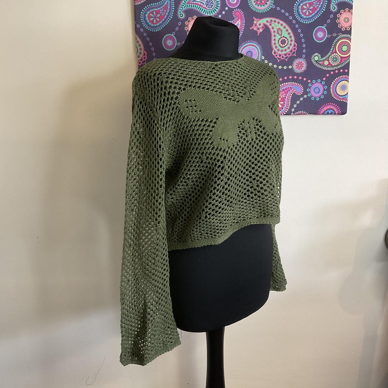 FABULOUS FAIRYCORE JUMPER .Green crochet butterfly... Depop