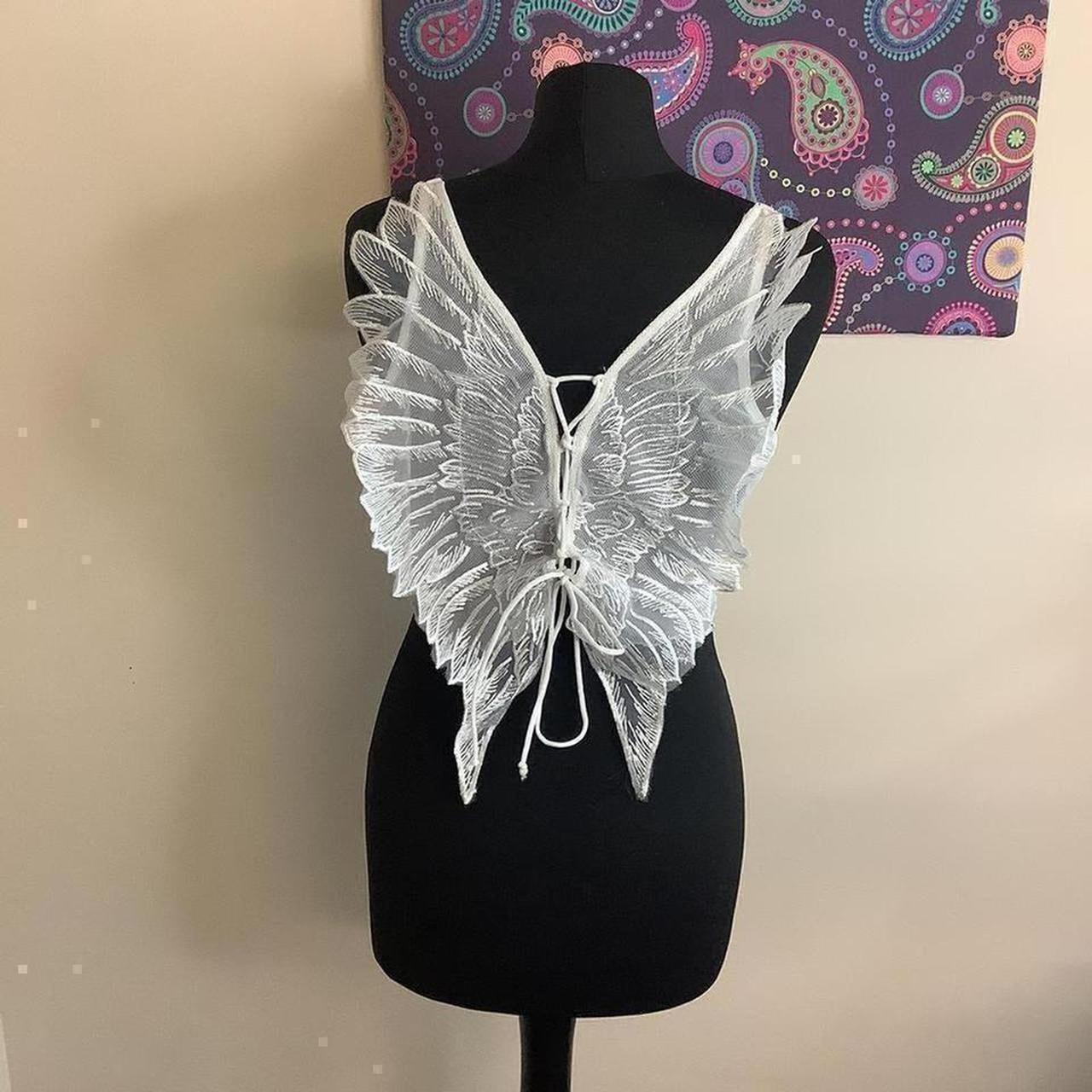 WHITE FAIRYCORE TOP/WHITE WINGS TOP. Cute white lace... - Depop