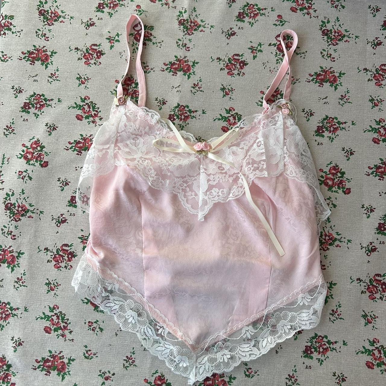 PINK LACE TOP The cutest pink lace coquette crop top... - Depop