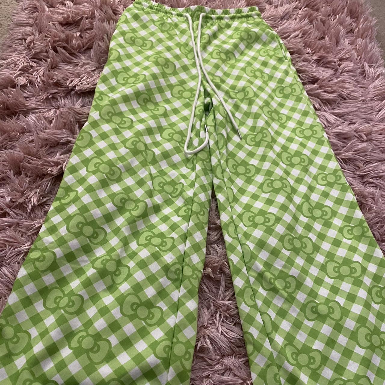 SHEIN Women's Green and White Trousers | Depop