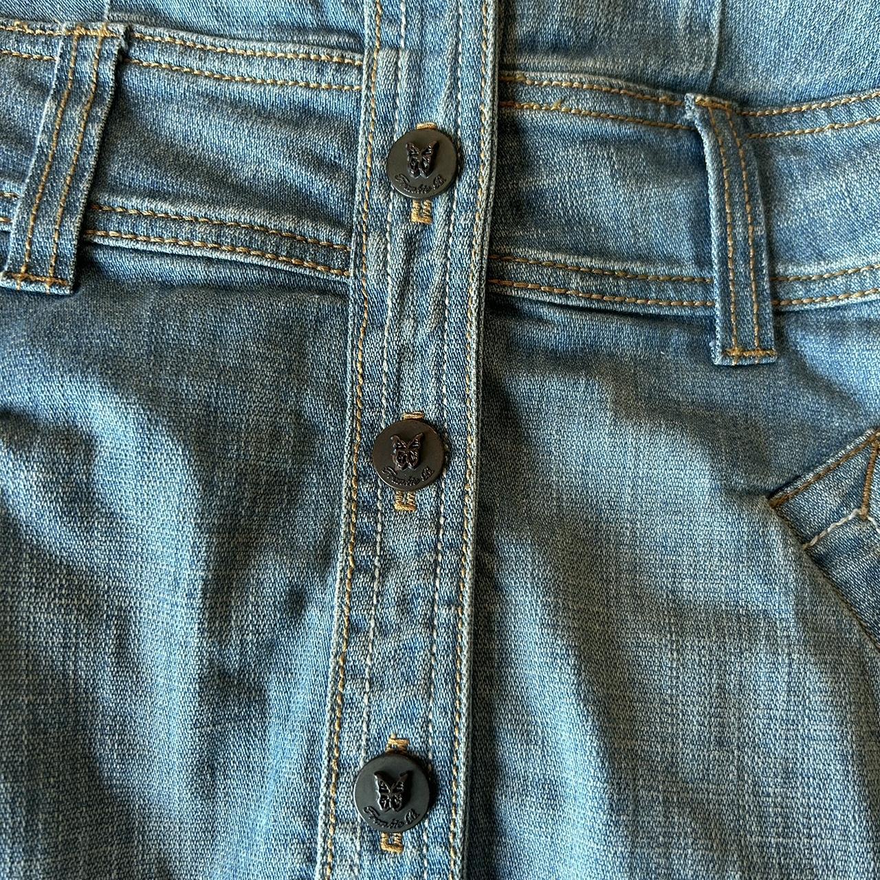 2000s vintage denim button dress, best fits a size 0... - Depop