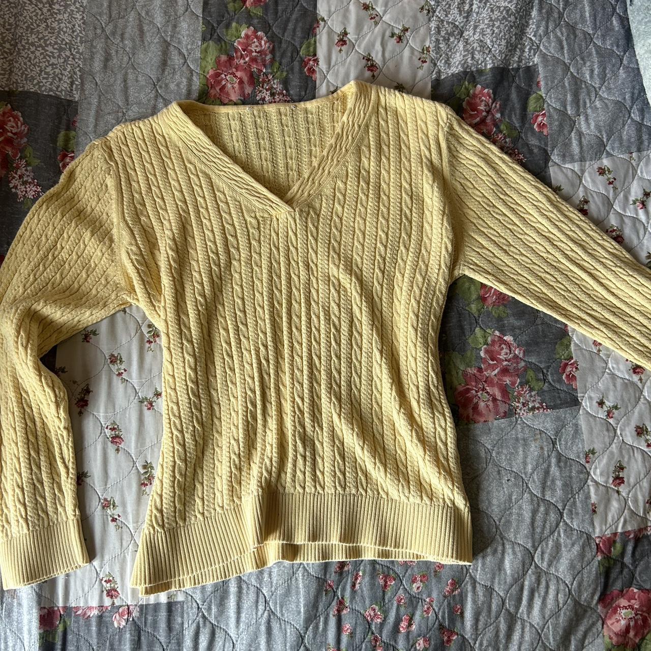 pastel yellow knit longsleeve top very cute to... - Depop