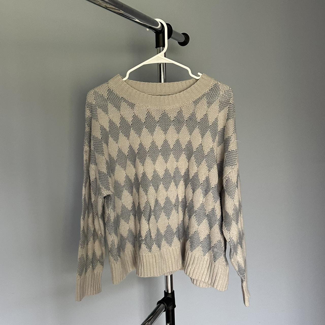 Thrifted blue diamond patterned sweater Depop
