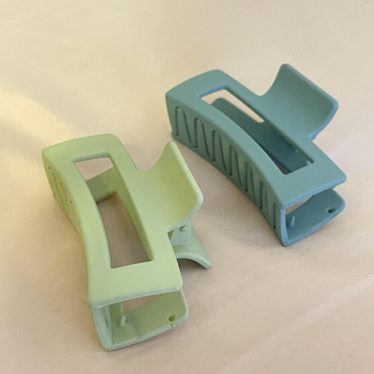 SQUARE CLAW CLIPS 3 pack in blue, light green, and... - Depop