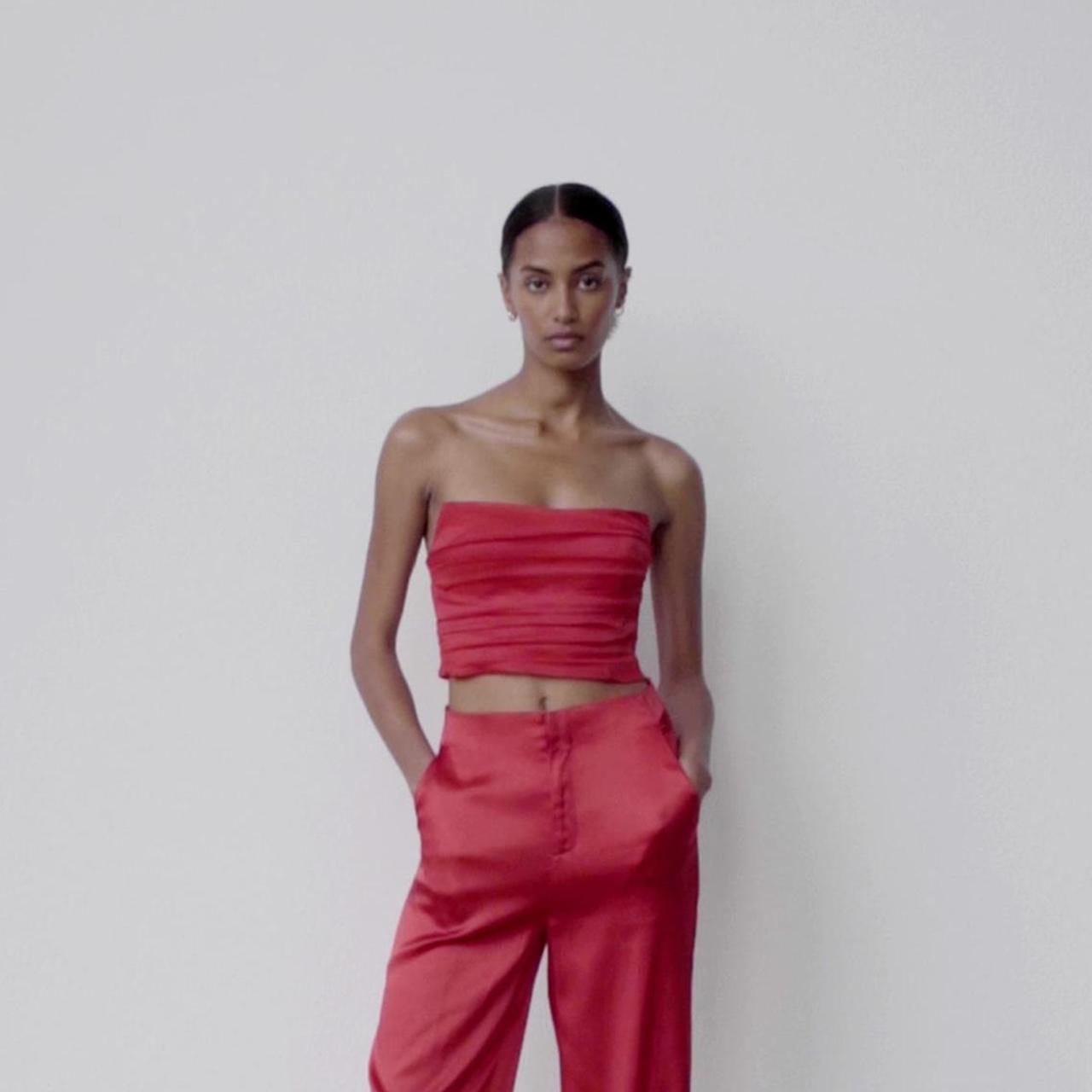 Zara satin crop top in red. Brand new with tags.... Depop