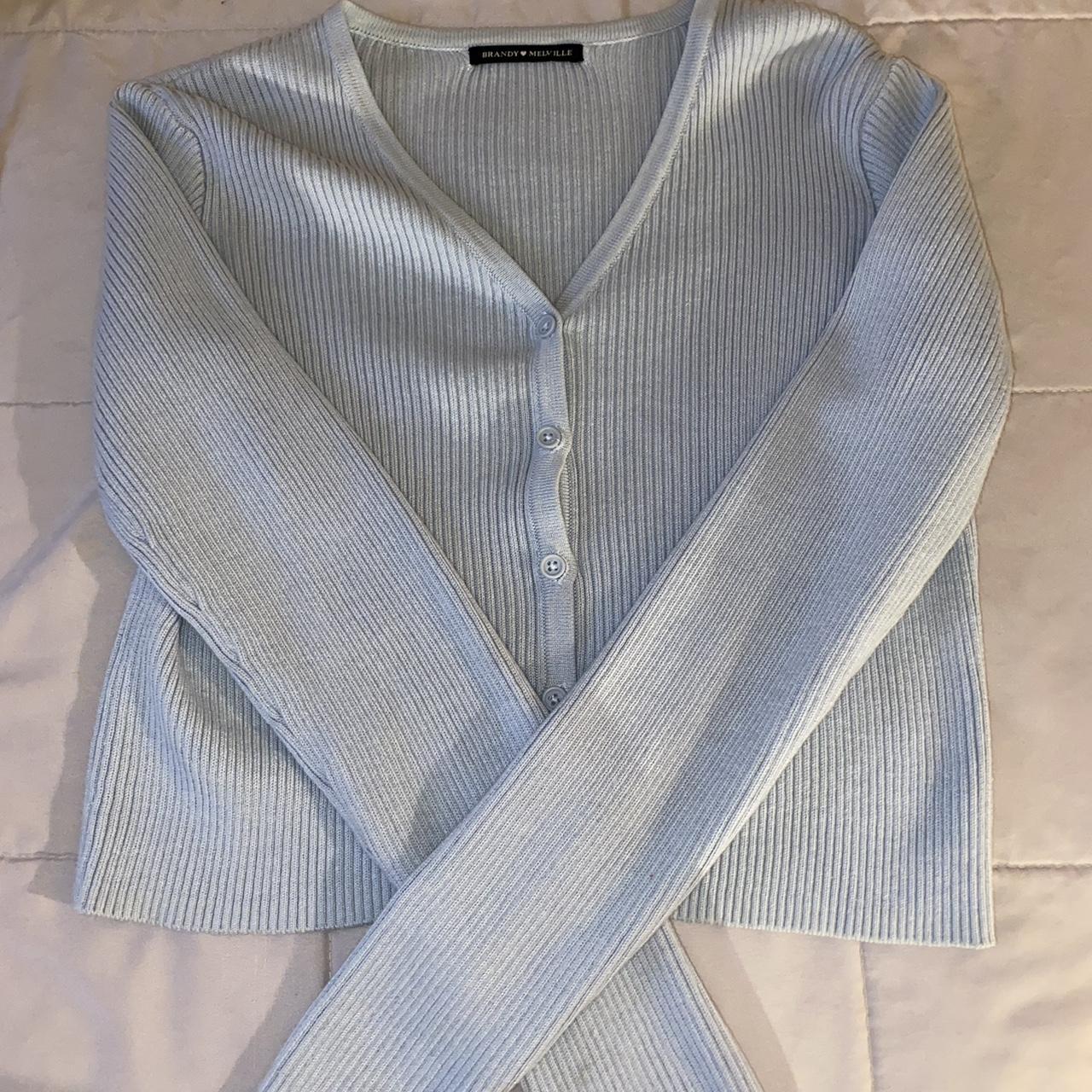 Brandy Melville Women's Blue Cardigan | Depop