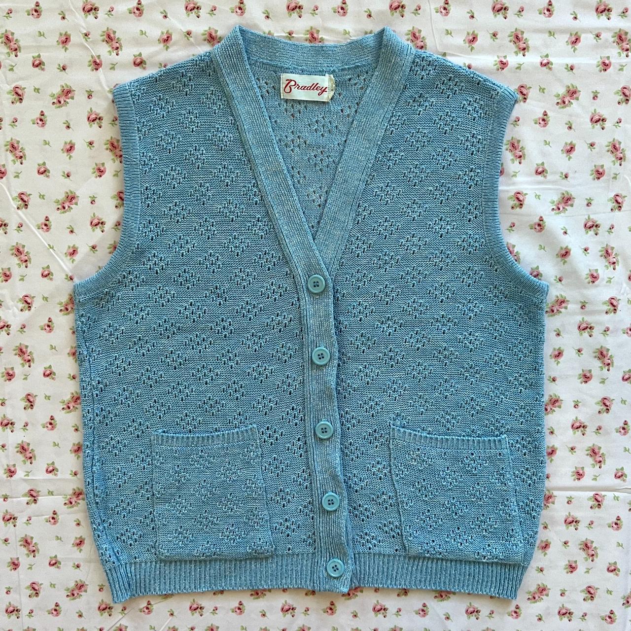 Vintage Baby Blue Sweater Vest details great... Depop