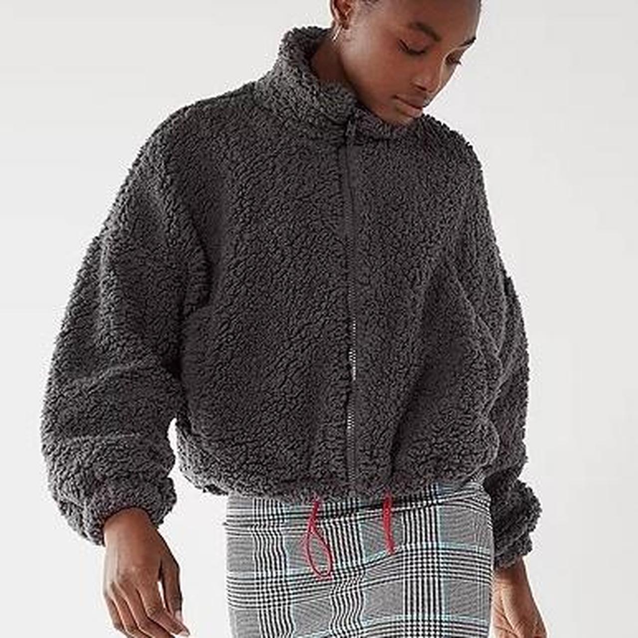 Urban outfitters black teddy jacket sale