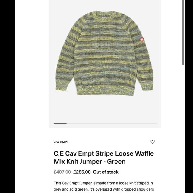 Cav Empt Stripe Loose Waffle Mix Knit Jumper F/W... - Depop