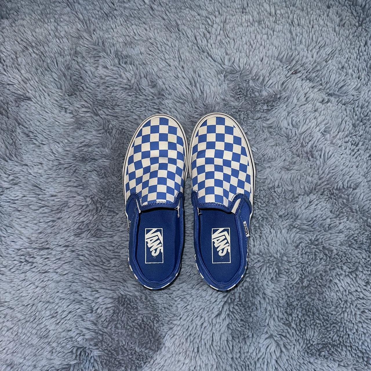 Vans checkerboard slip on estate outlet blue