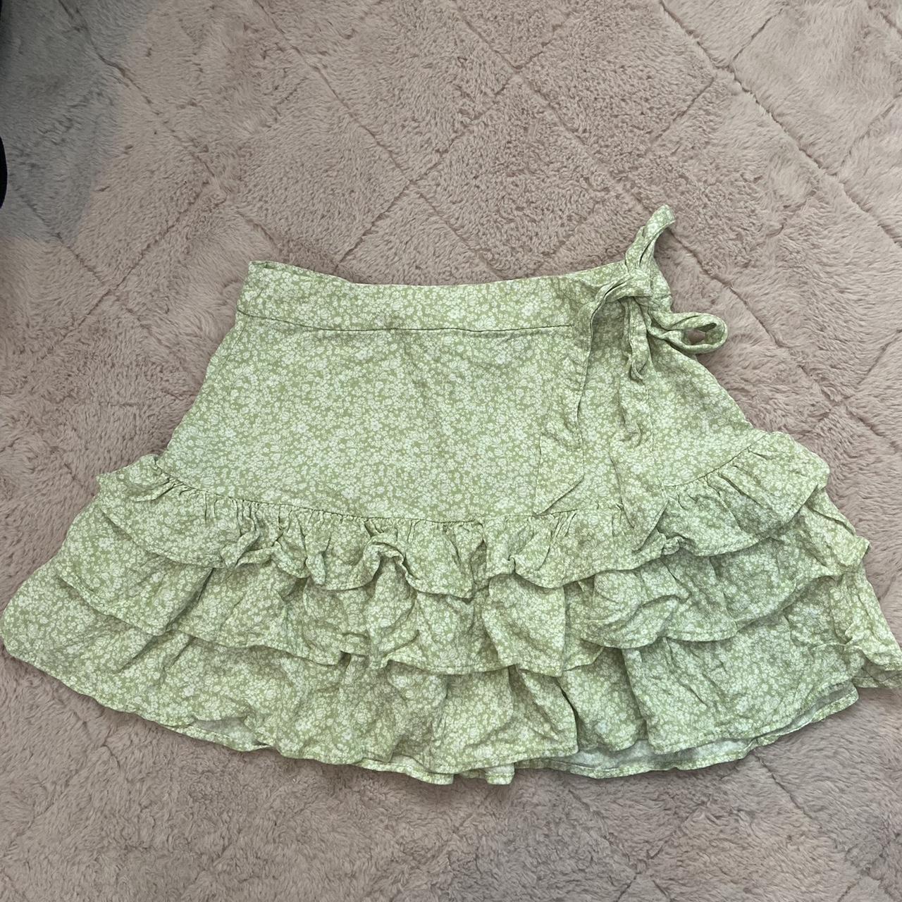 light green ruffle mini skirt from forever 21